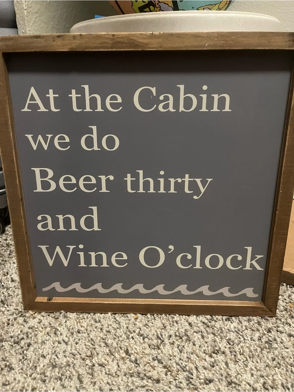 Cabin Beer Thirty & Wine O'Clock Wall Sign - Gray